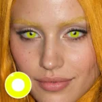 Halloween Circle block yellow Contact Lens - Image 3