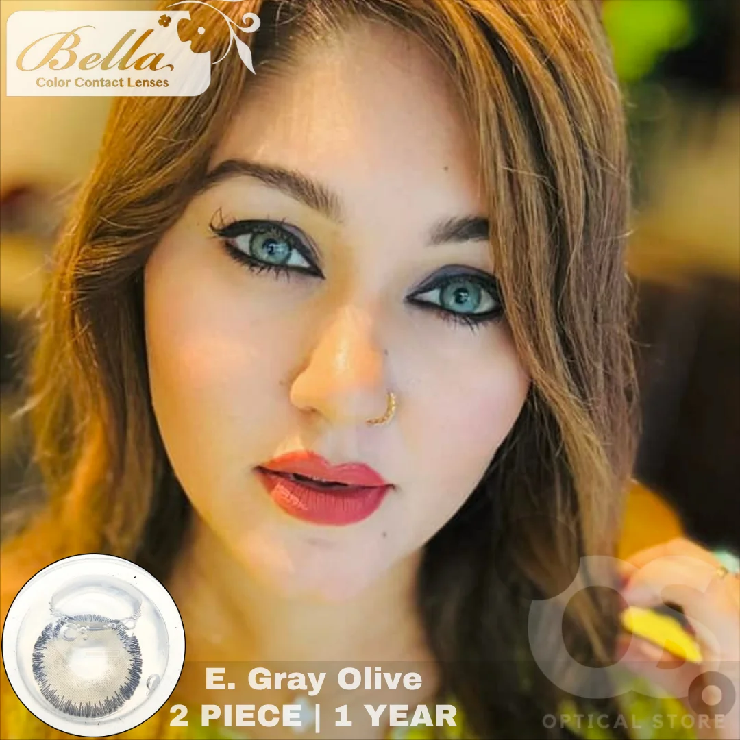 E. Gray Olive (4) (1) Bella Gray Olive Contact Lens - Image 1