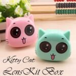 Cute Kitty Cat Contact Lens Travel Kit Box - Portable Storage Case